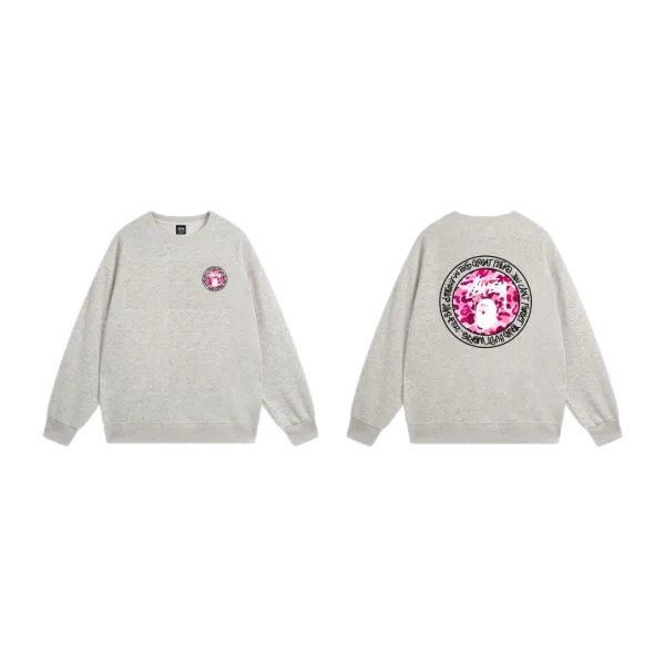 A Bathing Ape Pink Camo Logo Hoodie White - 11