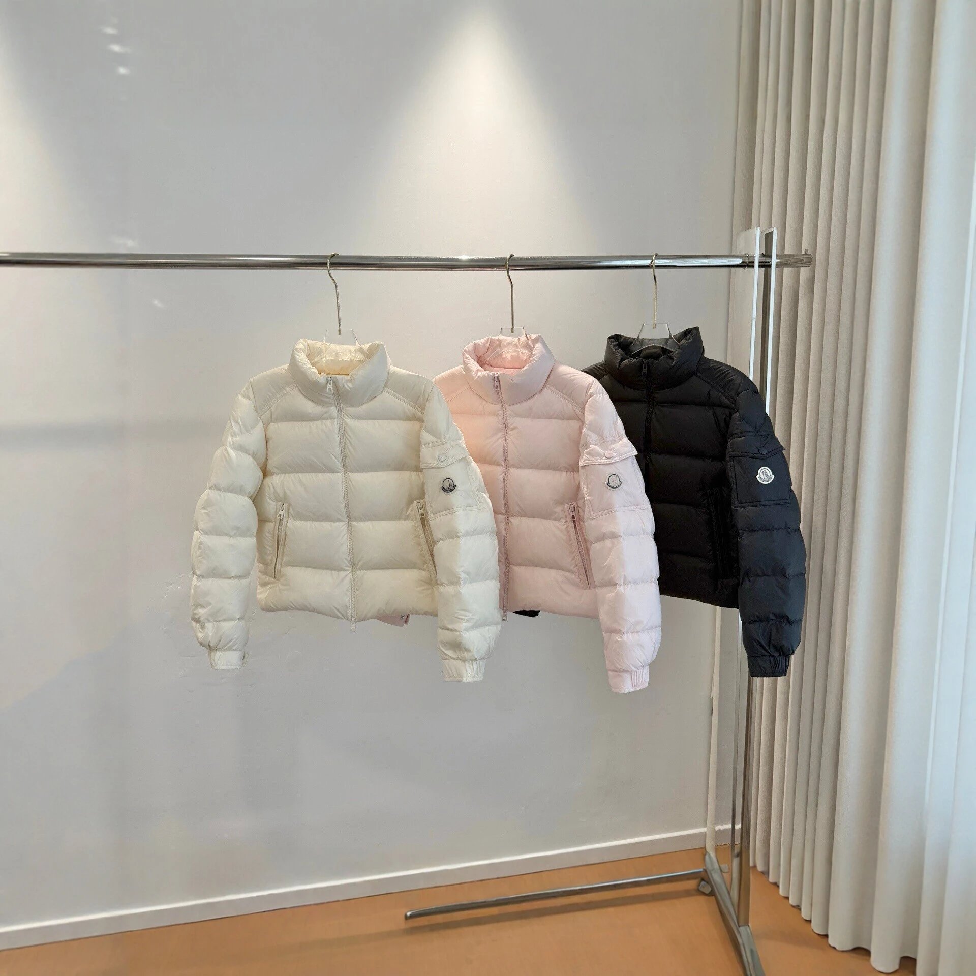 Moncler Down Jacket White Pink