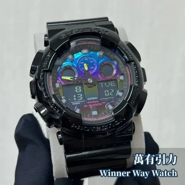Casio G-Shock GA-100CB Black Multicolor Iridescent Dial Watch Watches - 1
