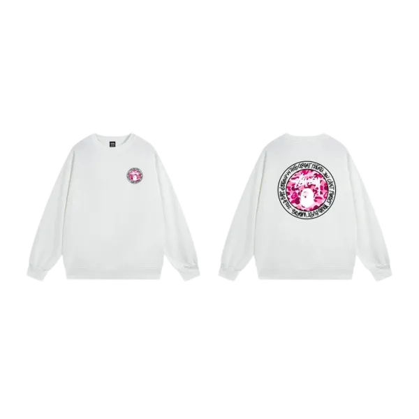 A Bathing Ape Pink Camo Logo Hoodie White - 9