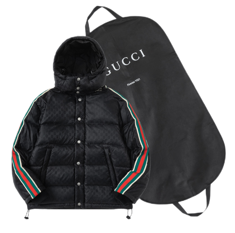 Gucci GG Monogram Navy Down Jacket with Hood - 4