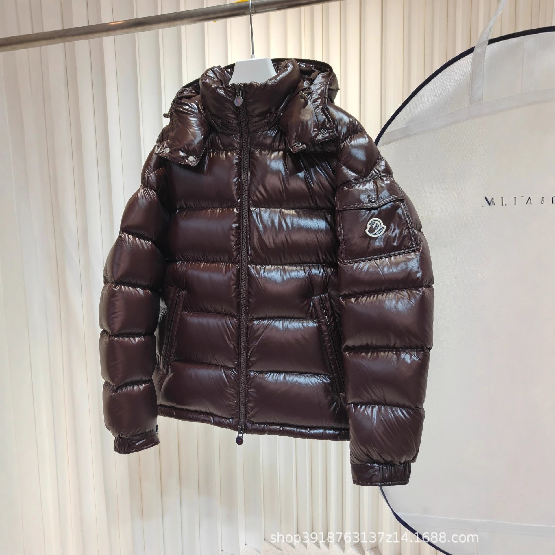 Moncler Down Jacket Brown Puff