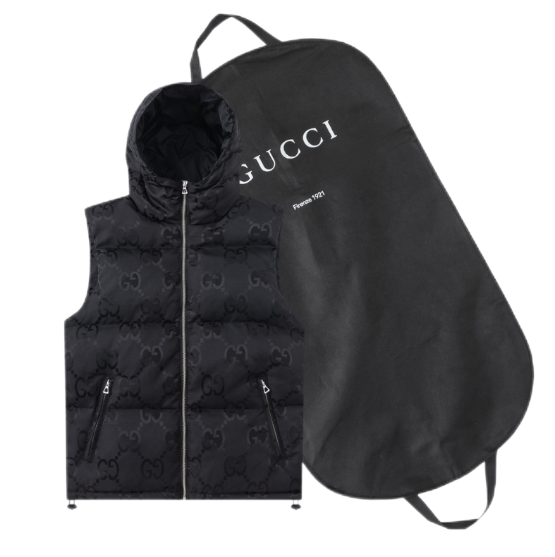 Gucci GG Monogram Navy Down Jacket with Hood - 3