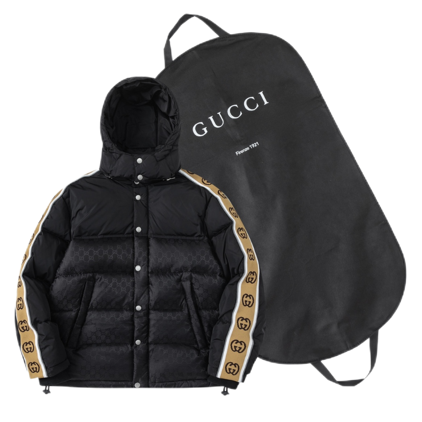 Gucci GG Monogram Navy Down Jacket with Hood - 6