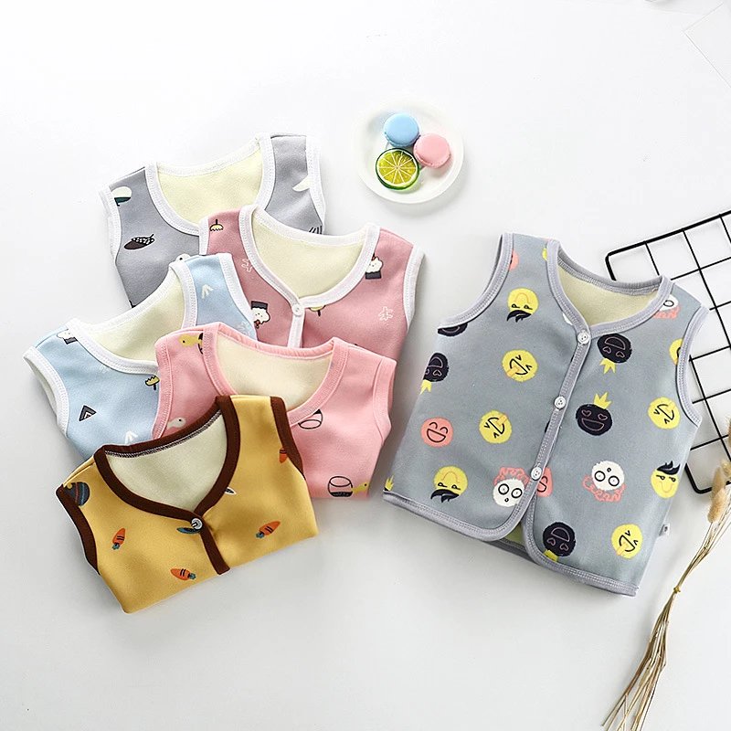 [29.9/3 pieces] New autumn and winter baby velvet vest for boys and girls, type A, Korean style children's waistcoat, baby warm cardigan vest poly
