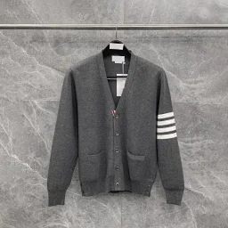 thumbnail for Real photo of original TB label Tom Brown pure original light luxury cardigan sweater ❗️❗️, original original original Guangzhou high-end version, godlike! All three standards are met, ❗️ buy Guangzhou goods even if you have no money, in stock, one-to-one ❗️ ❗️ shipping, Guangzhou no lag collection, miracle ❗️❗️TB cardigan, unisex high version, classic striped V-neck lazy sweater, classic loose couple knit jacket