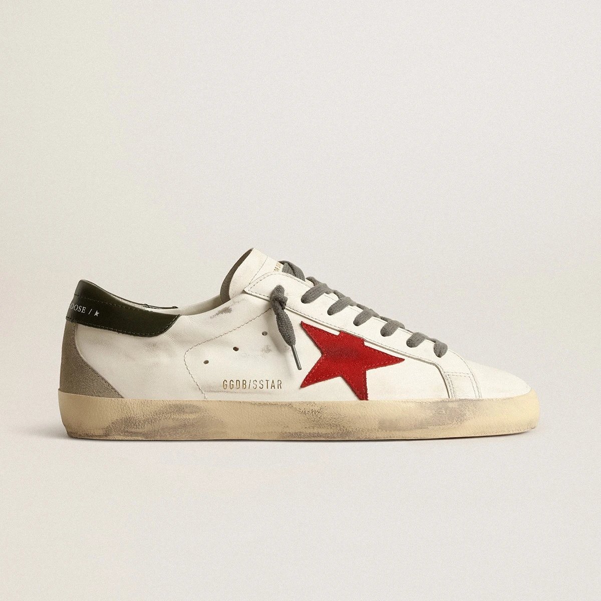 Golden Goose/GGDB Super-Star with Red Suede Star and Green Leather Heel Tab