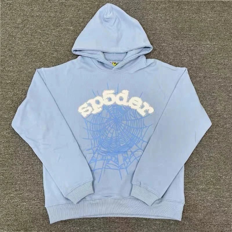 SP5DER Spider Web Hoodie Light Blue