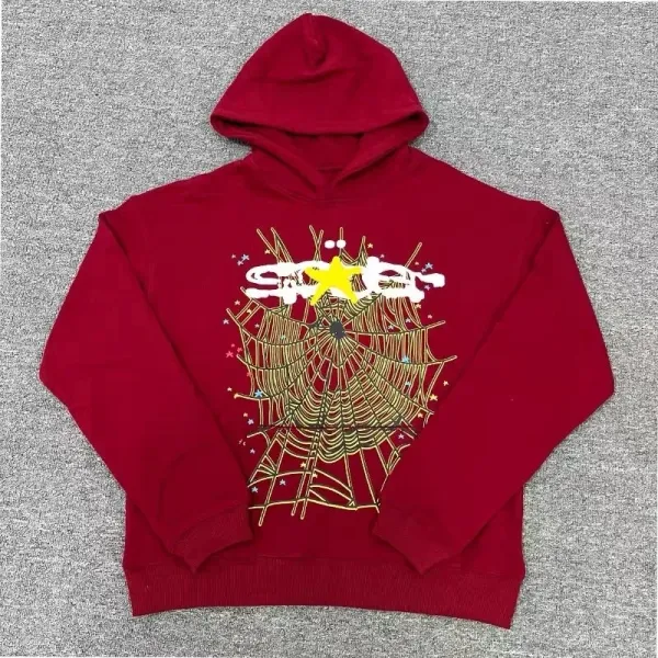 Design Spider Web Hoodie Red - 1