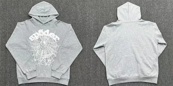SP5DER Spider Web Graphic Hoodie Gray - 1