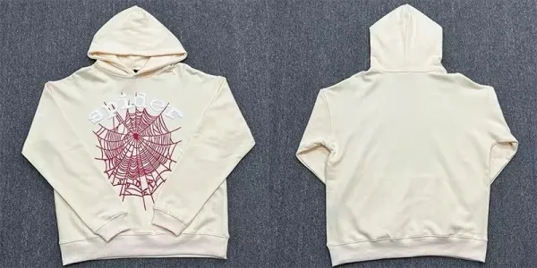 Spider Spiderweb Graphic Hoodie Beige - 1