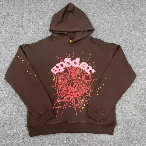 SP5DER Spider Web Hoodie Brown - 1