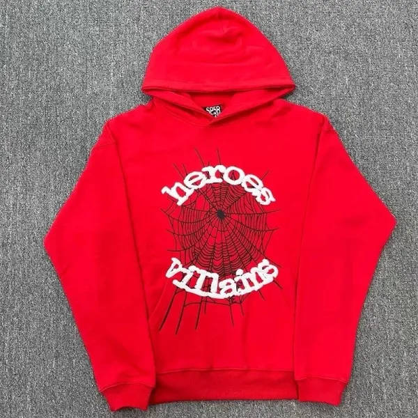 SP5DER Heroes Villains Red Hoodie - 1