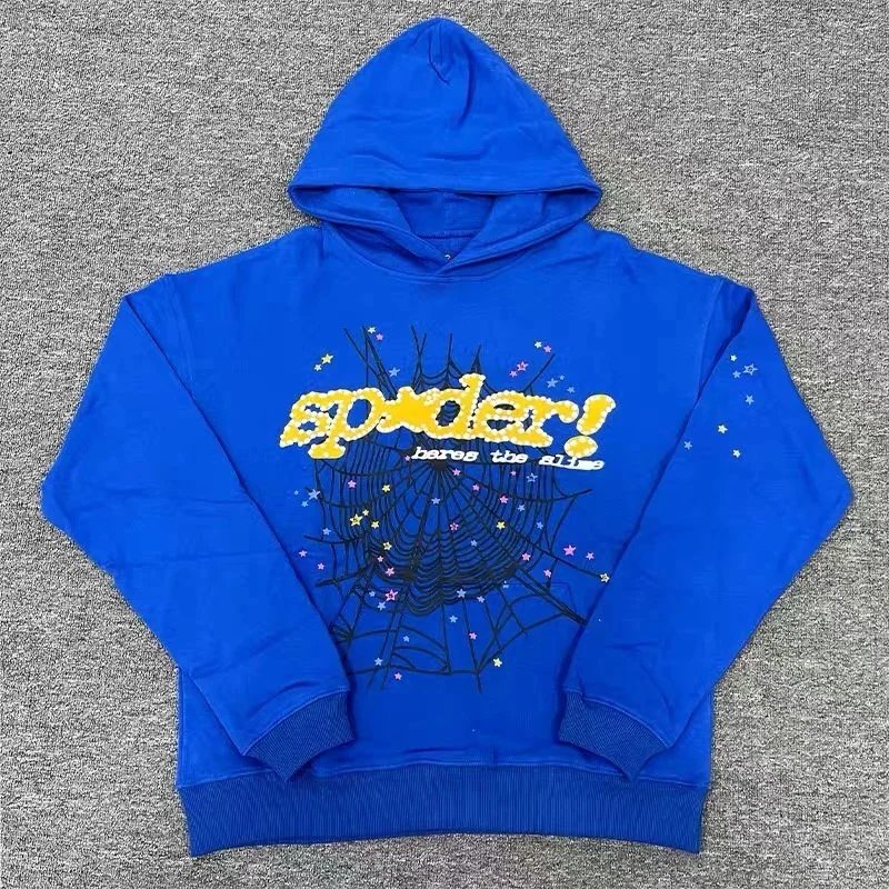Spider! Spider Web Graphic Hoodie Blue