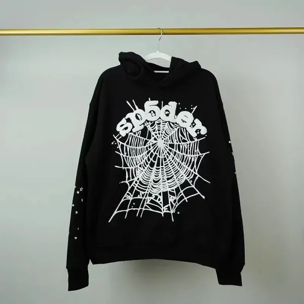 SP5DER Spider Web Graphic Hoodie Black - 1