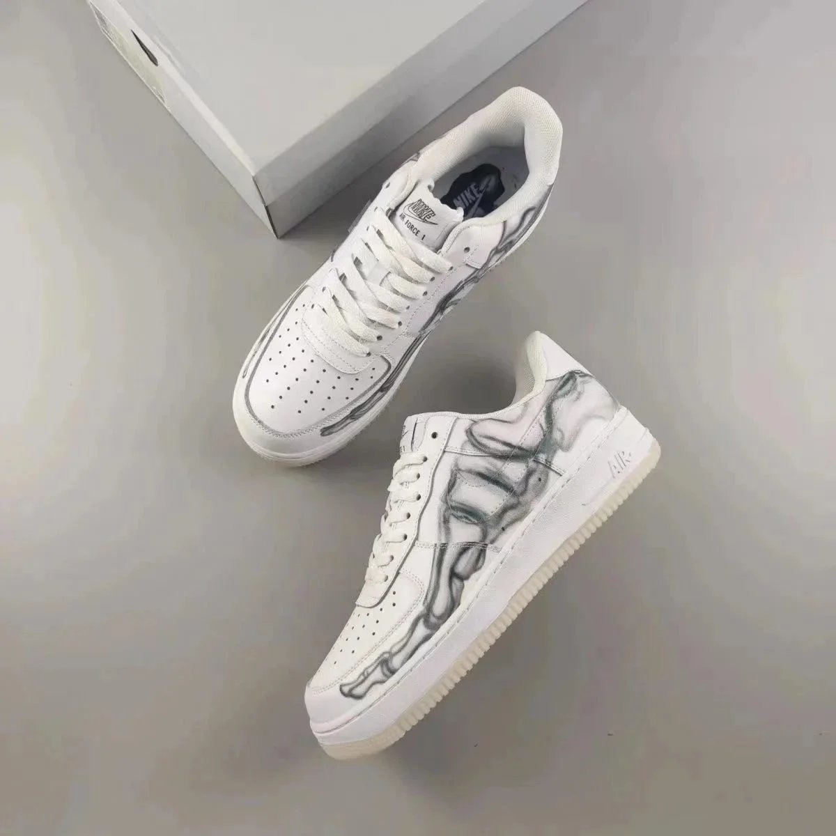 Nike Air Force 1 Low Skeleton Black Silver Sneakers - 2