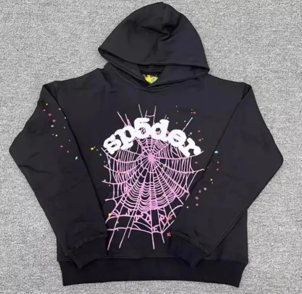 SP5DER Spider Web Graphic Hoodie Black - 1