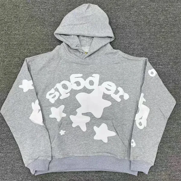 SP5DER Stars Graphic Hoodie Gray - 1