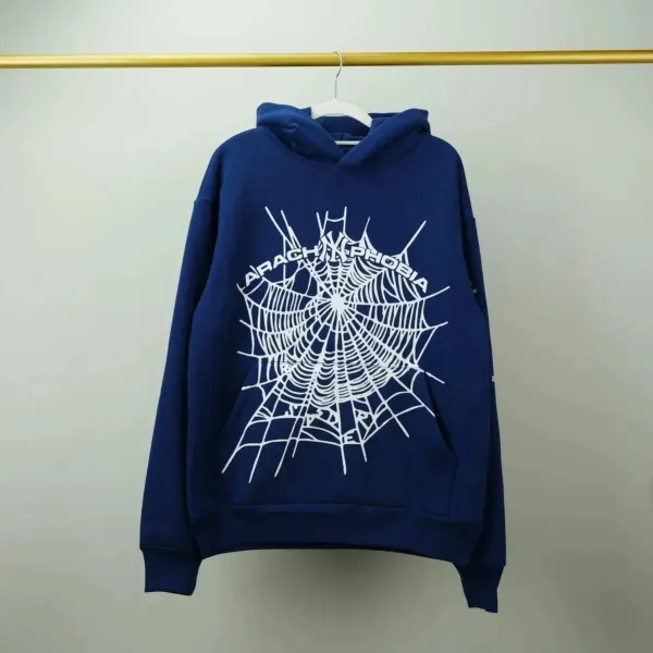 Design Arachnophobia Spiderweb Graphic Hoodie Navy Hoodie - 1