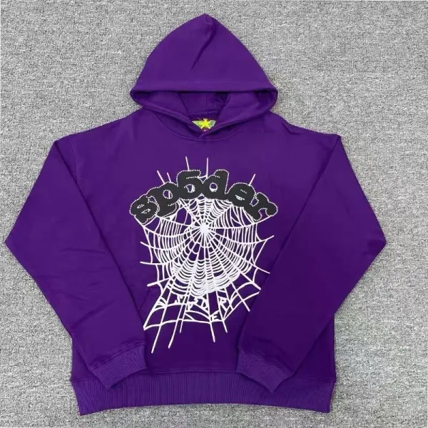 SP5DER Spider Web Graphic Hoodie Purple - 1