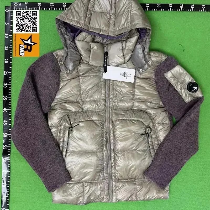 CP Knitted Spliced Down Jacket (90% White Duck Down) - Light Green