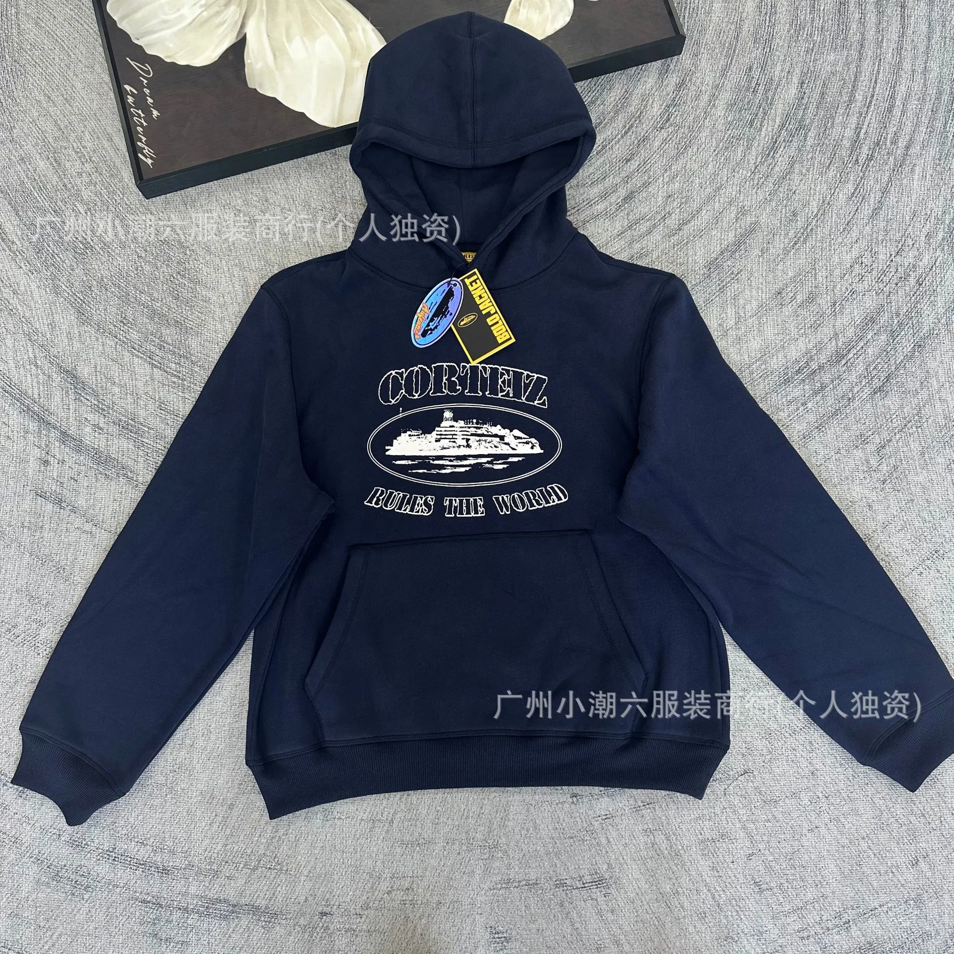 Corteiz Alcatraz retro print beauty high street loose cardigan hooded sweatshirt casual trousers suit for men