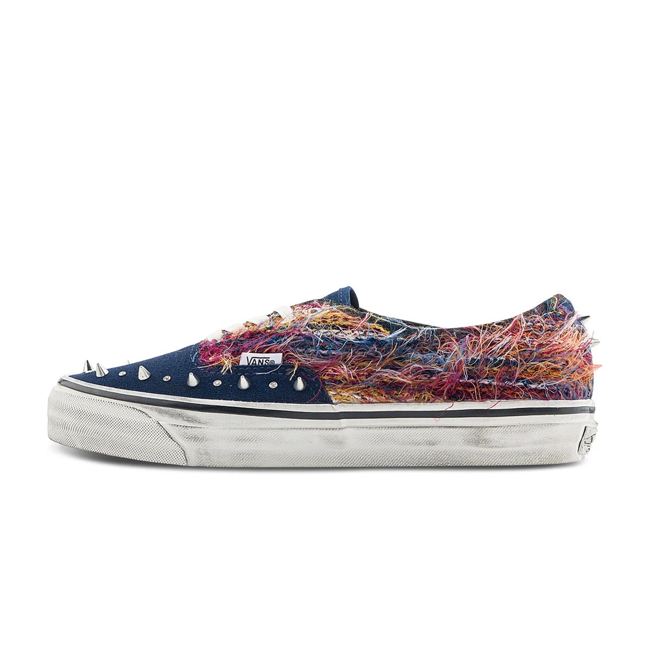 Vans Slip-On Custom Spiked Multicolor Fiber-Textured Sneakers Skateboard Shoes
