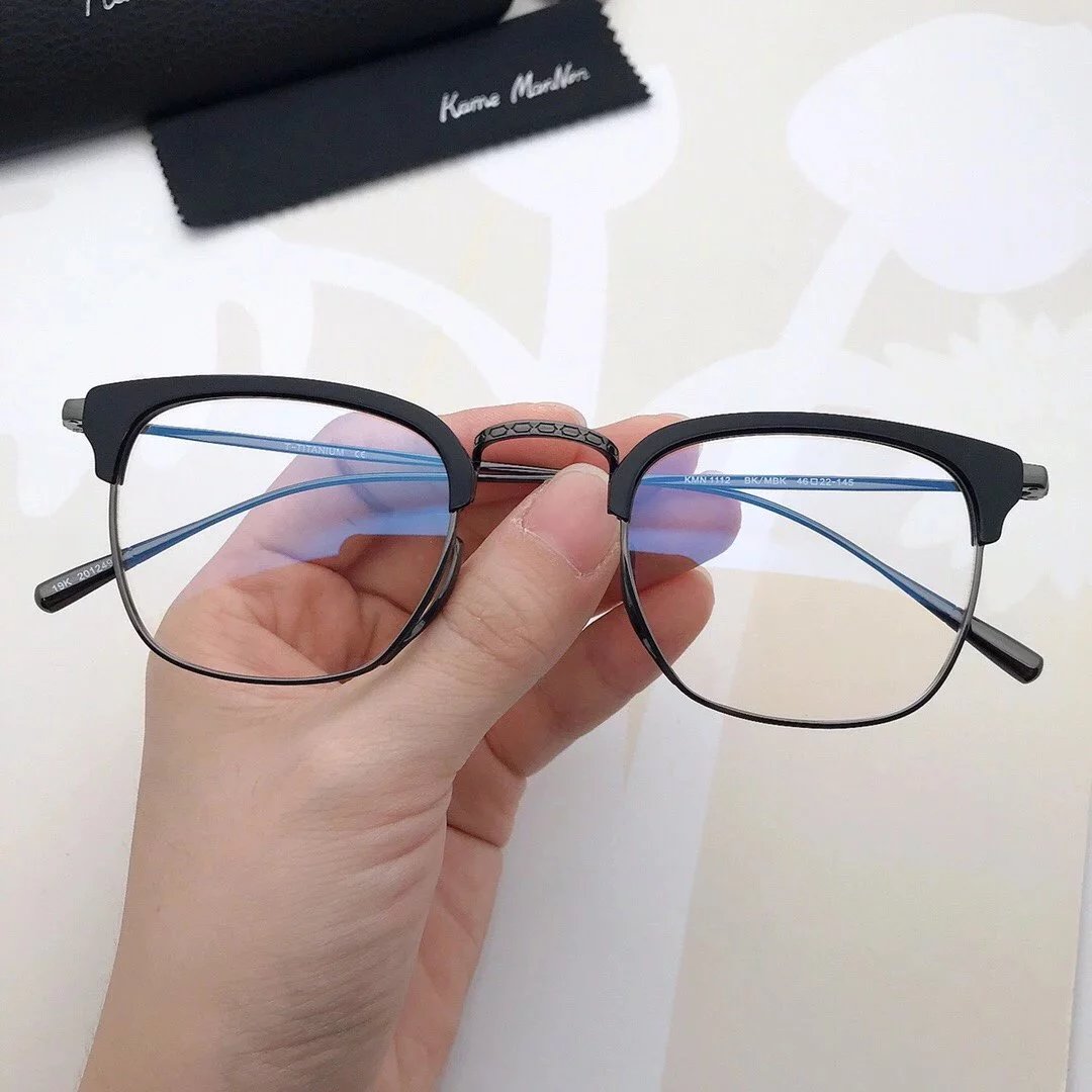 New Arrival Classic Eyeglass Frames for Men KMN1112 Prescription Glasses for Women Functional Eyewear 46□22-145 Full Rim Pure Titanium Glasses