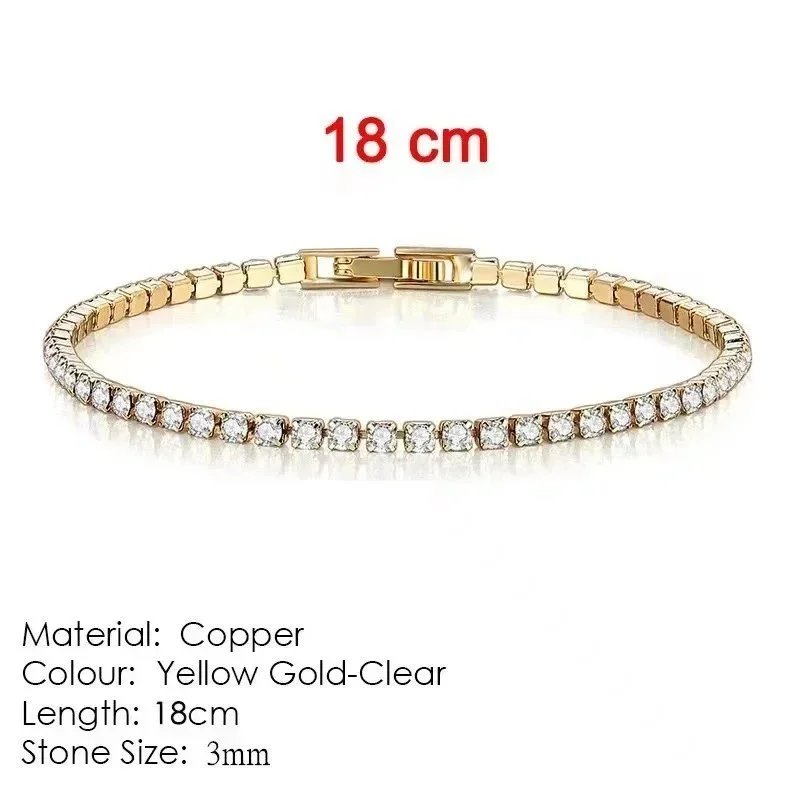 HB268 3mm Diamond Bracelet (Yellow Gold) 【 18cm 】