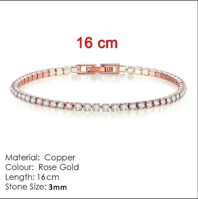 HB268 3mm Diamond Bracelet (Rose Gold) 【 16cm 】