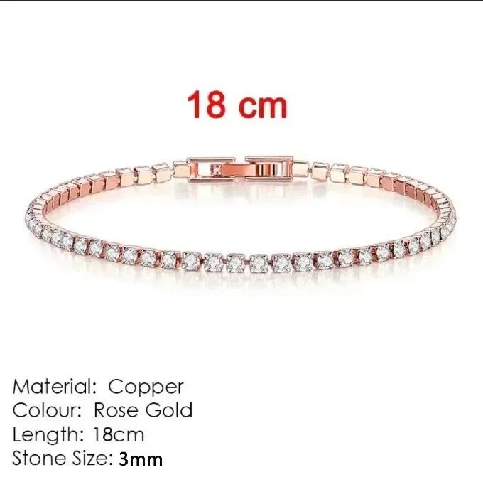 HB268 3mm Diamond Bracelet (Rose Gold) 【 18cm 】