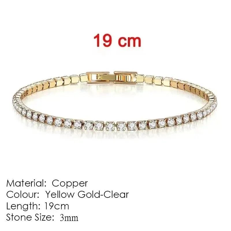 HB268 3mm Diamond Bracelet (Yellow Gold) 【 19cm 】