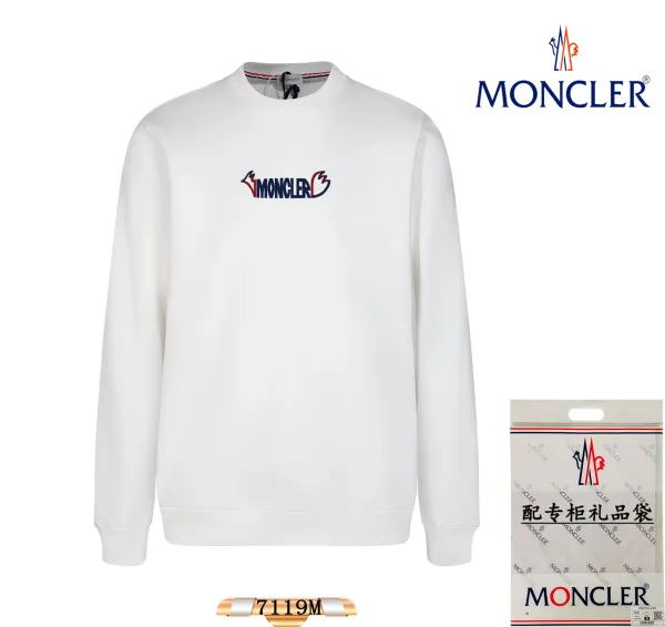 Moncler Logo-Embroidered Black Crewneck Sweatshirt - 10