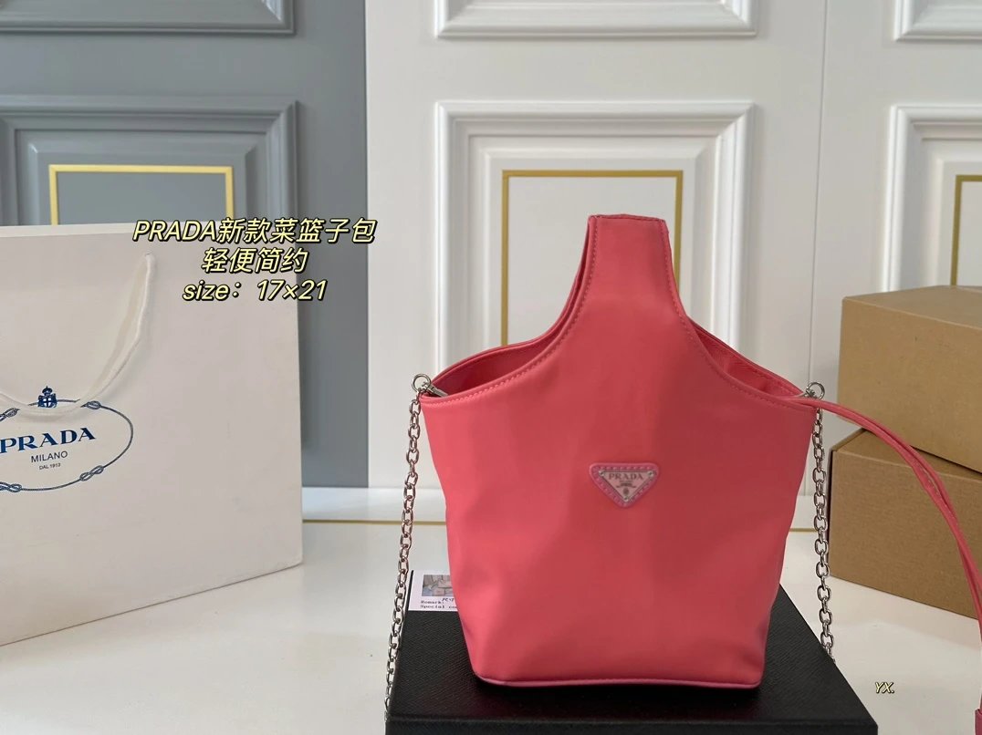 Prada Shoulder Bags Nylon bag with triangle logo plaque and chain strap image 8