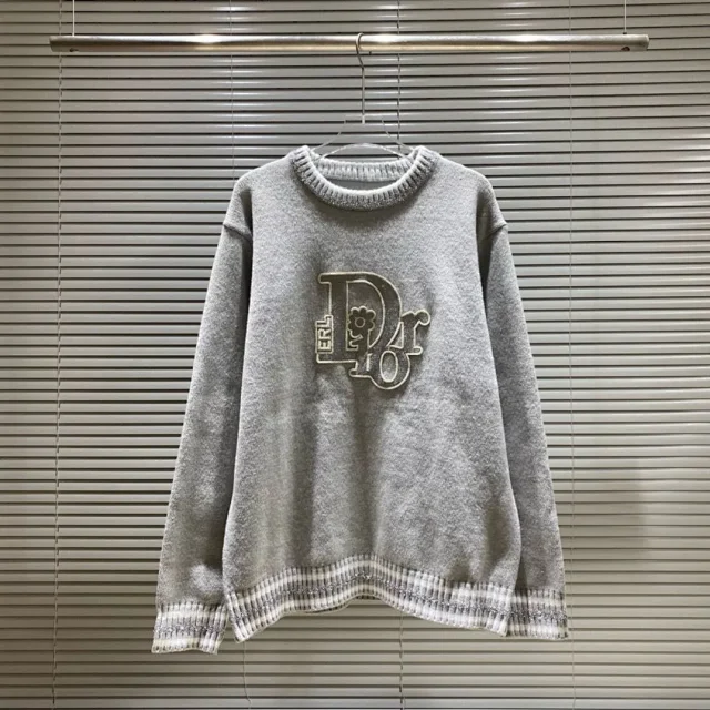Dior Knitwear Logo knit sweater with striped cuffs product detail image 10