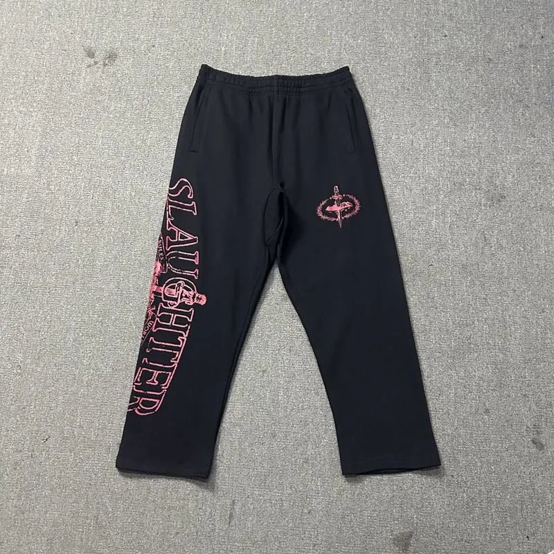 Black Zip-Up Pants (Red)