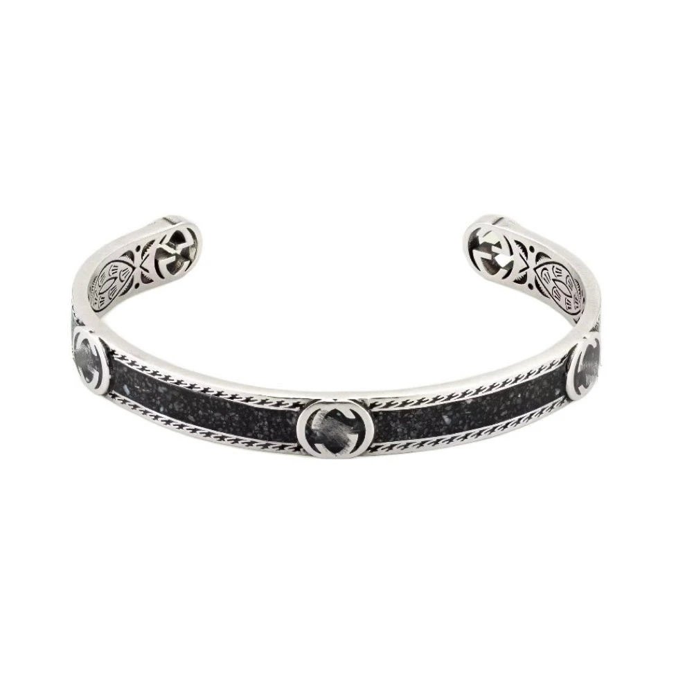 Gucci GG Marmont Silver-Plated Engraved Bangle Bracelet - 12