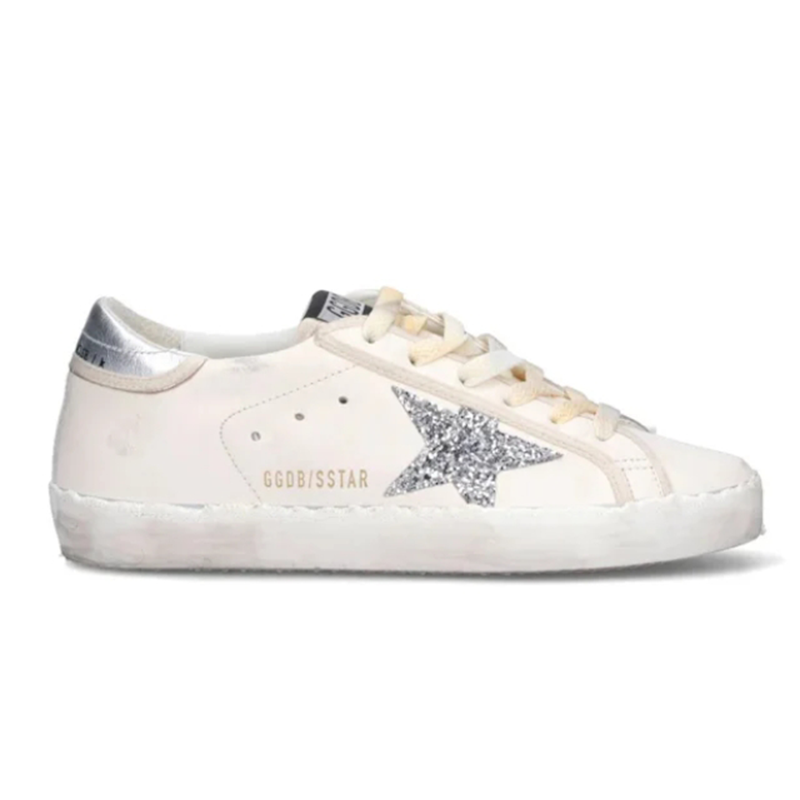 Golden Goose Superstar Sneakers - White Leather with Silver Star - 1512748