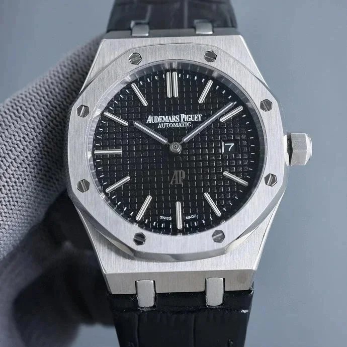 Silver Black · Black Leather Strap (Interchangeable with Rubber Strap, Note When Ordering)