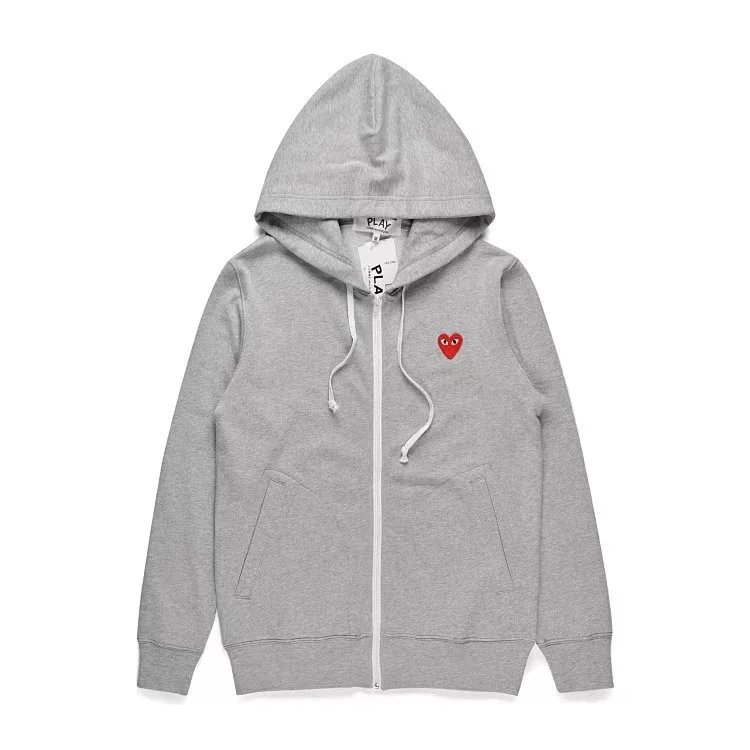 Grey and red zipper