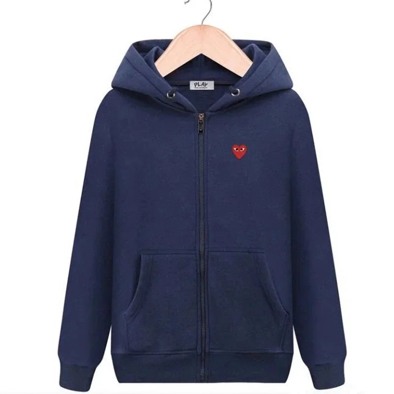 Front small red heart navy blue