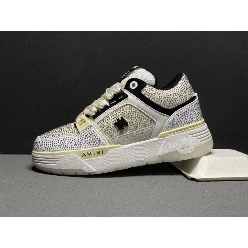 AMIRI Sneakers MA-1 low-top rhinestone — AM White, Gray, Black, and Diamond