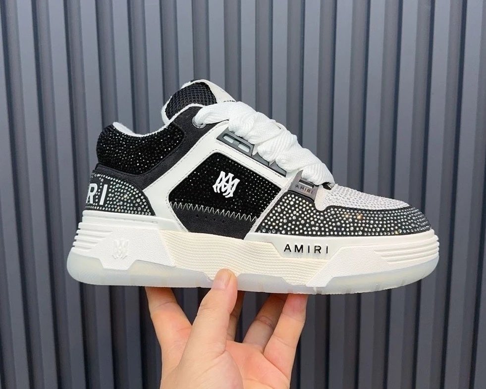 AMIRI Sneakers MA-1 low-top rhinestone — AM white and black diamond