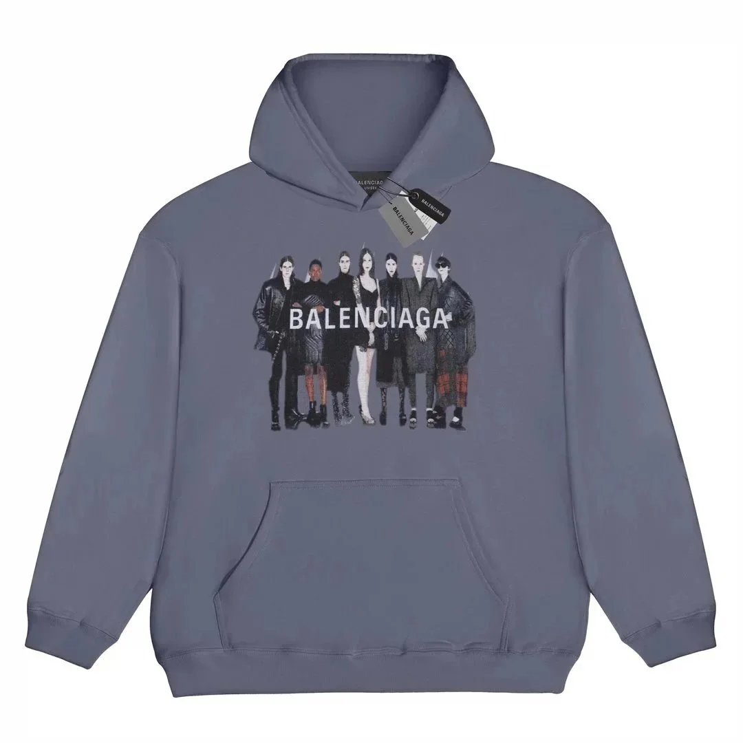 Balenciaga Group Portrait Graphic Hoodie Gray