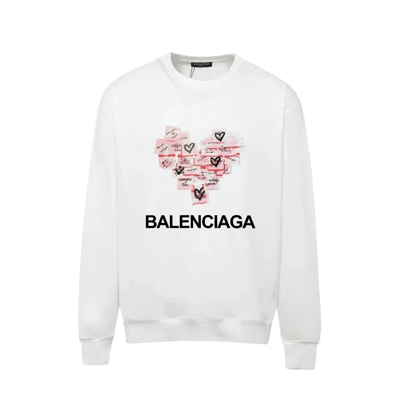 Balenciaga Heart Collage Print White Hoodie