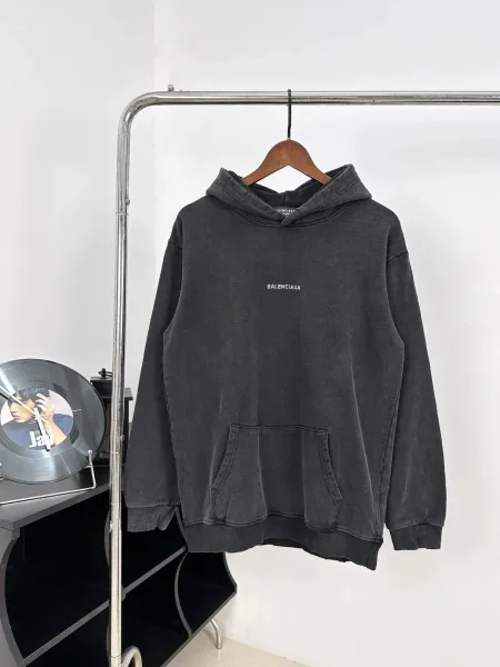 Design M Logo Distressed Black Hoodie - 11