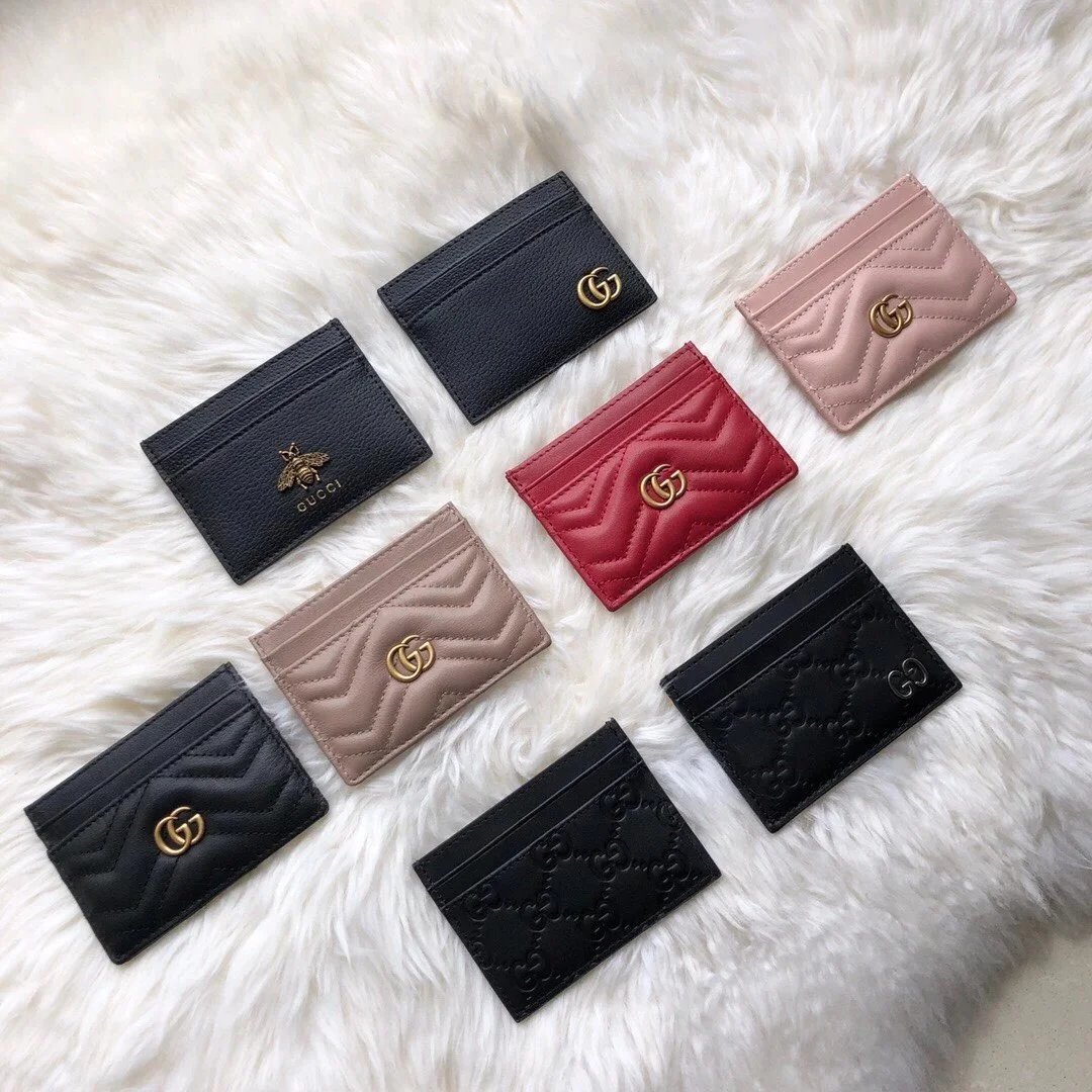 G home original leather double G classic LOGO models card wallet coin purse small practical compartment leather business card holder women calf leather card holder