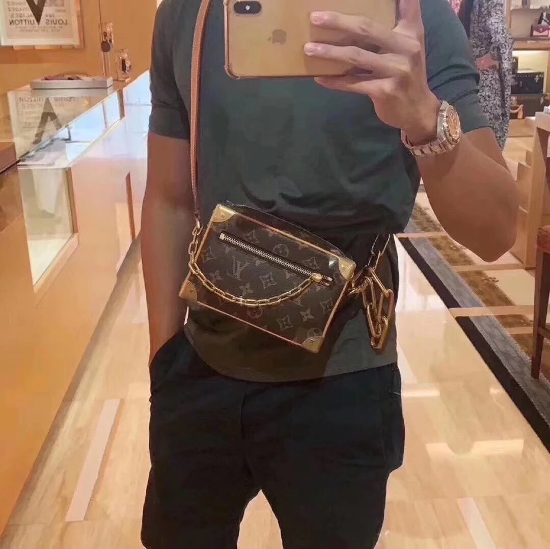 秋冬潮流男包老花盒子包Mini Soft Trunk手袋M68906复古风链条包单肩斜挎包 14