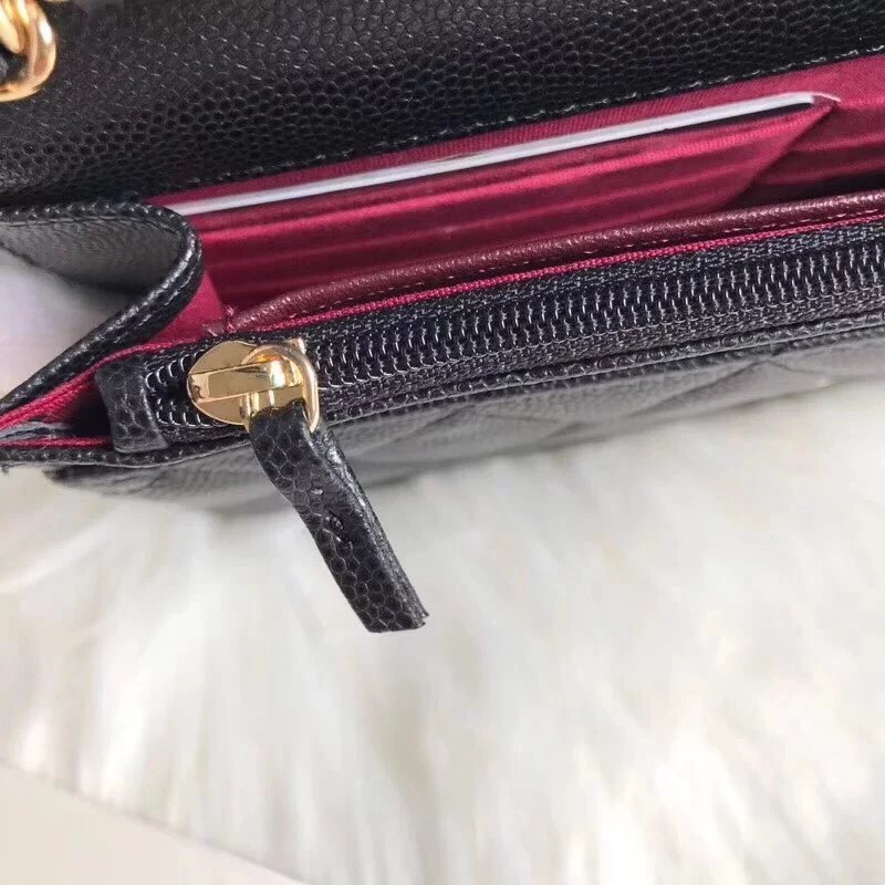 超值cf超迷你经典款woc链条钱包鱼子酱牛皮小斜挎包小球纹牛皮牛皮包包a33814女士真皮发财包 8