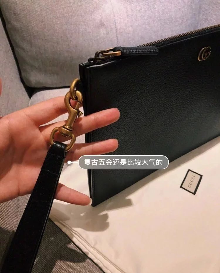 GUCCI古奇古驰手包男士手拿包手抓包信封包475317真皮复古休闲双G拉链手包包 4